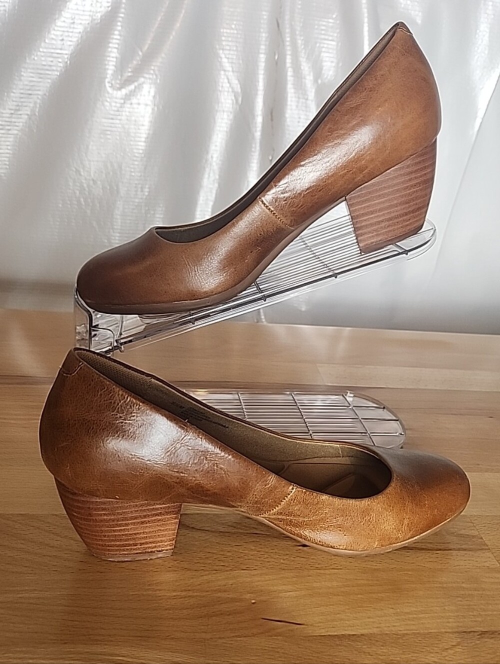 Comfortiva Amora Heels 9.5M Brown Leather Comfort Pumps Memory Foam Career